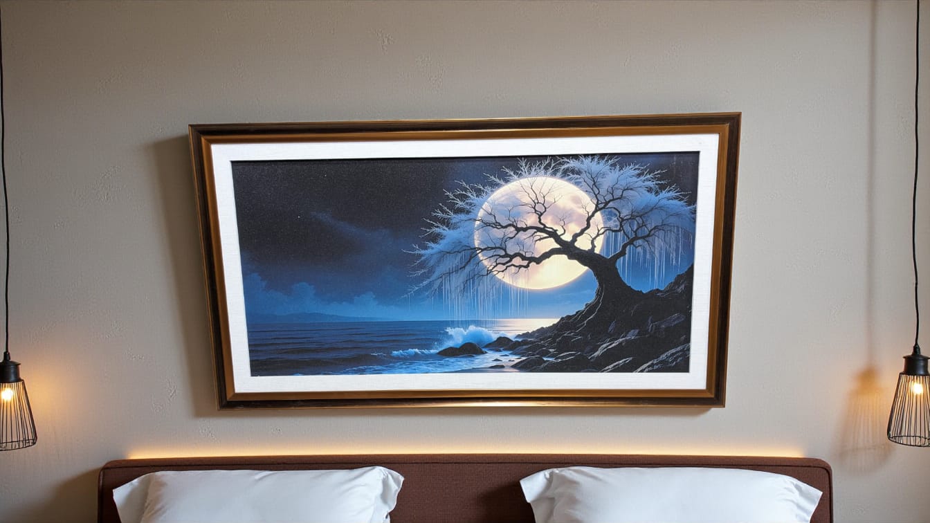 New Wall Mounted Frame Moonlit Serenity