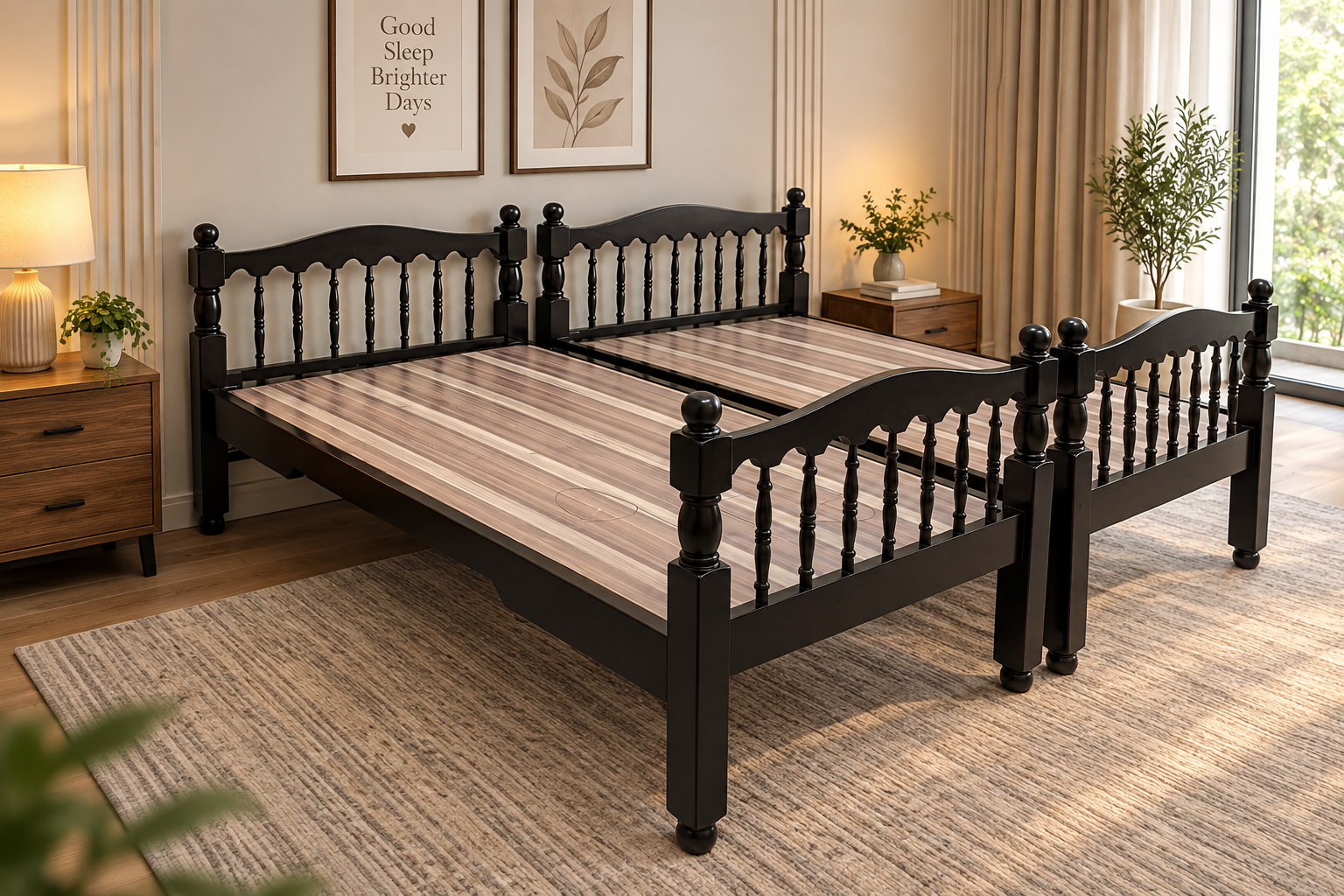 Pure Wooden Single Bed
