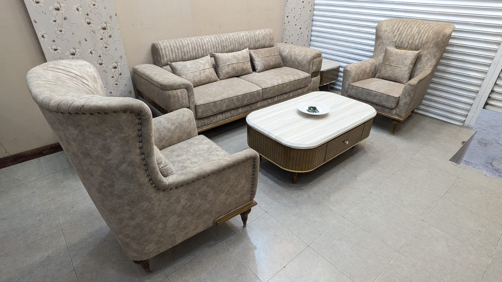 Turkish Design 5 Seater Sofa Set with Center and Side Tables Set
