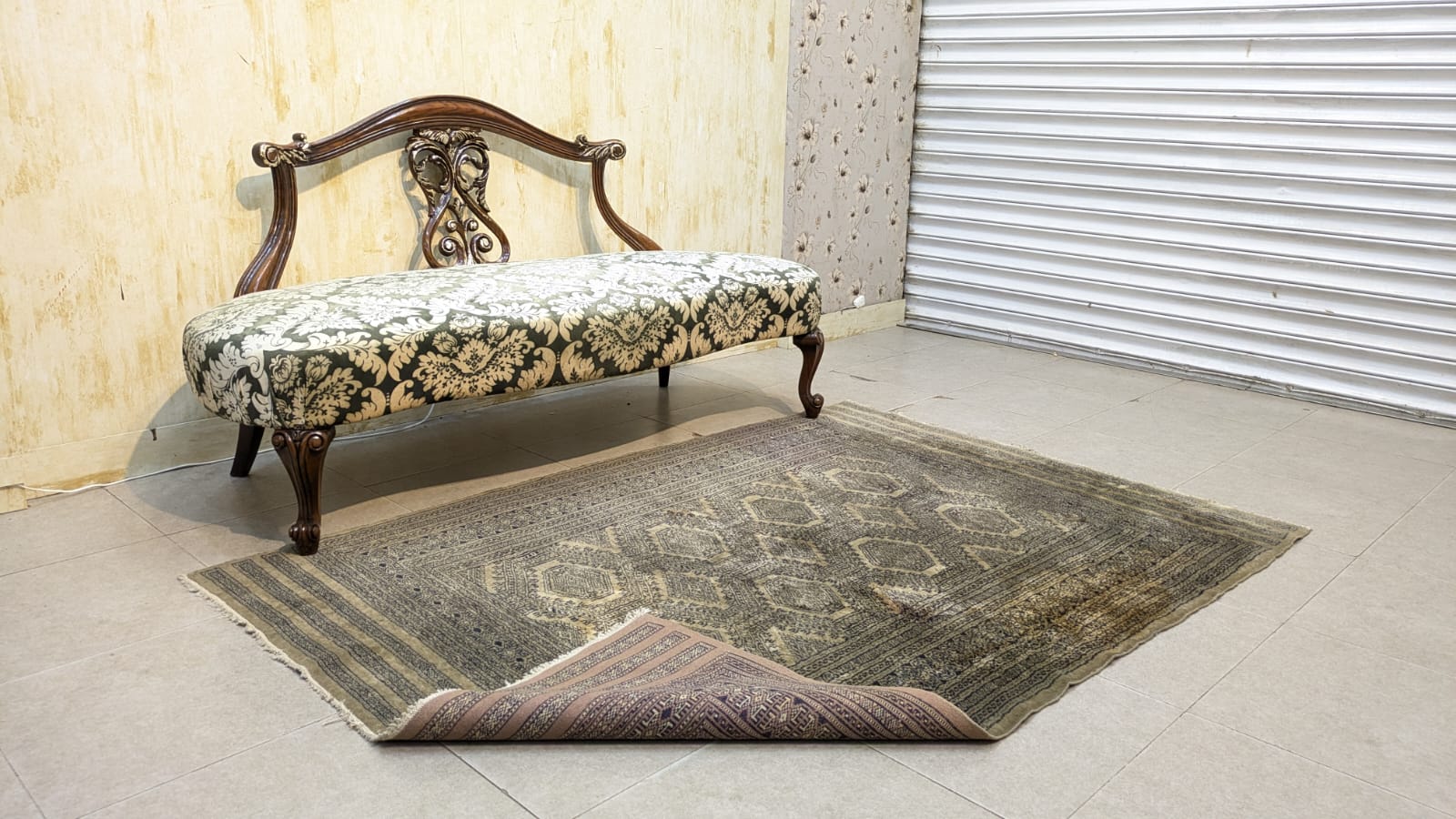 Vintage Hand-Knotted Bokhara Tribal Wool Carpet.