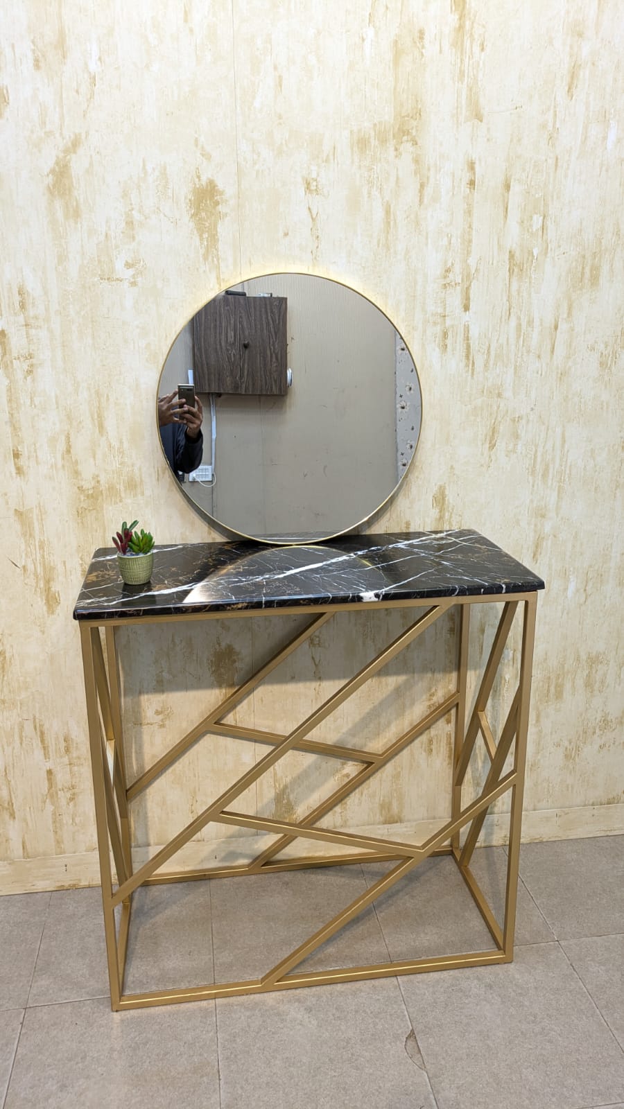 Console with Wall Mounted Mirror