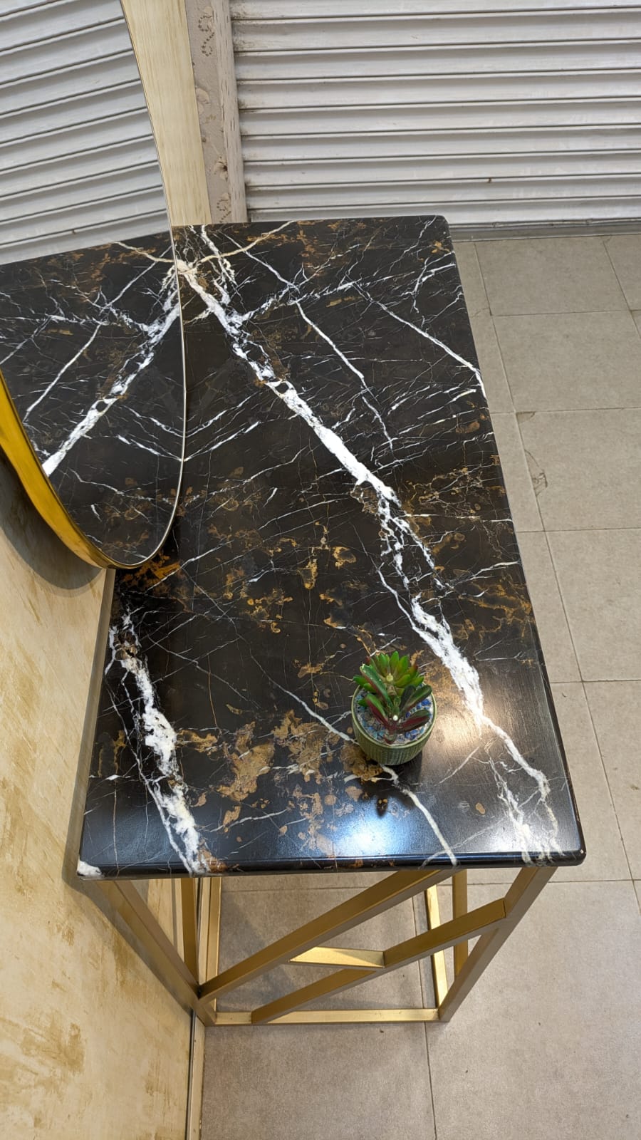 Console with Wall Mounted Mirror