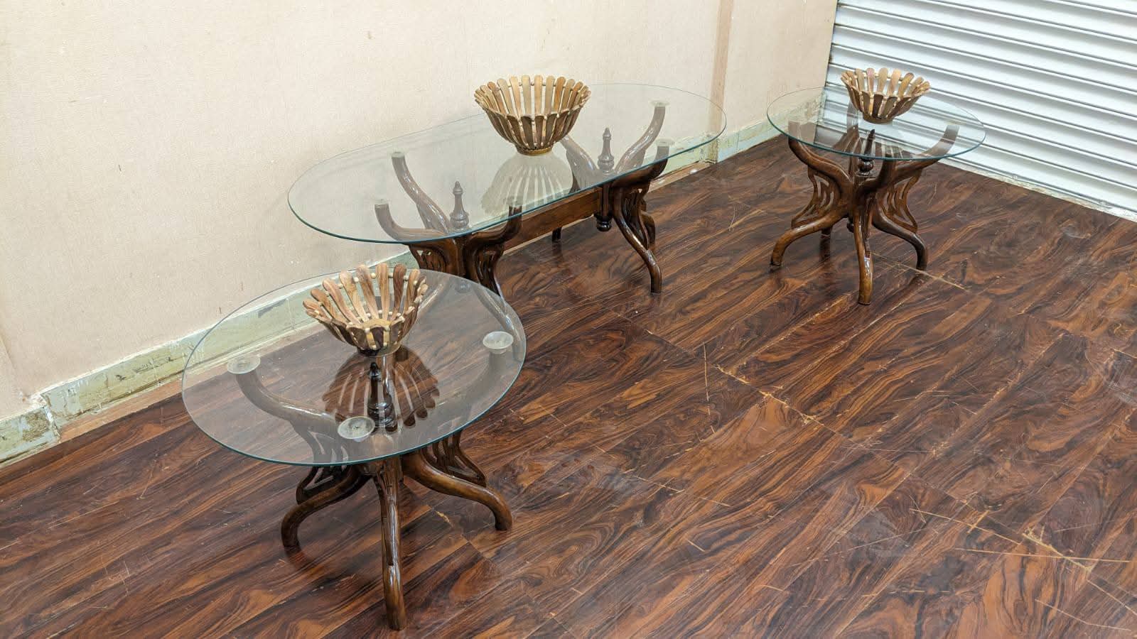 Pure Sheesham Wood Center & Side Tables Set