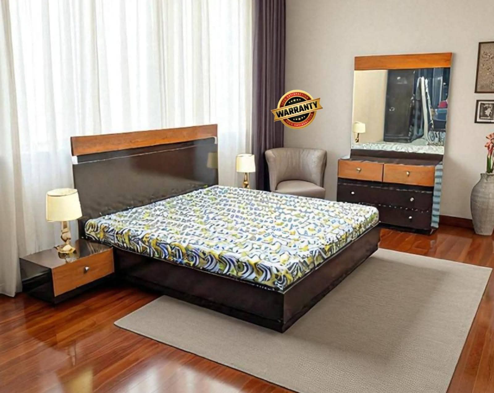 King Size Bed with 2 Side Tables and Dressing Table