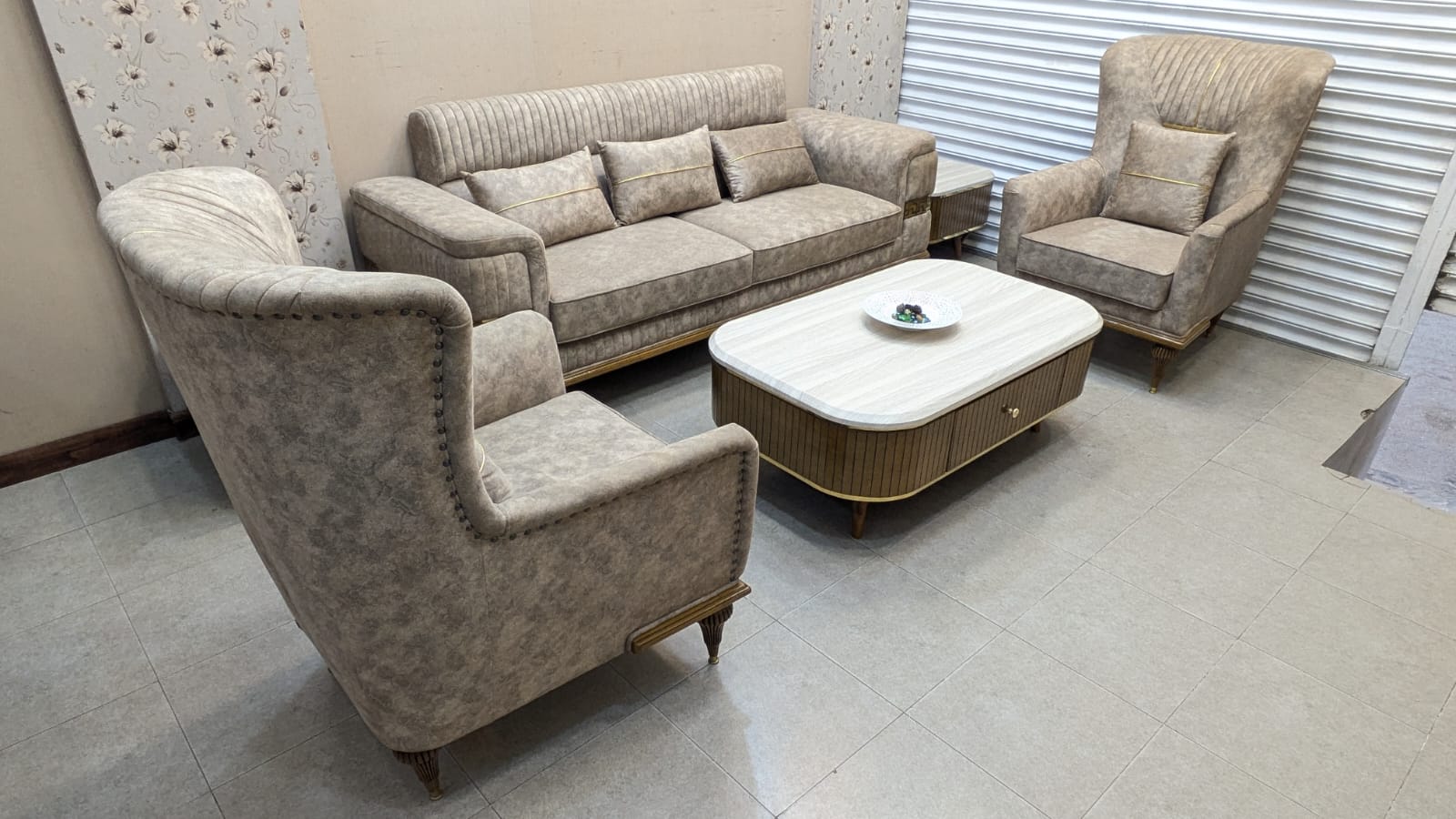 Turkish Design 5 Seater Sofa Set with Center and Side Tables Set