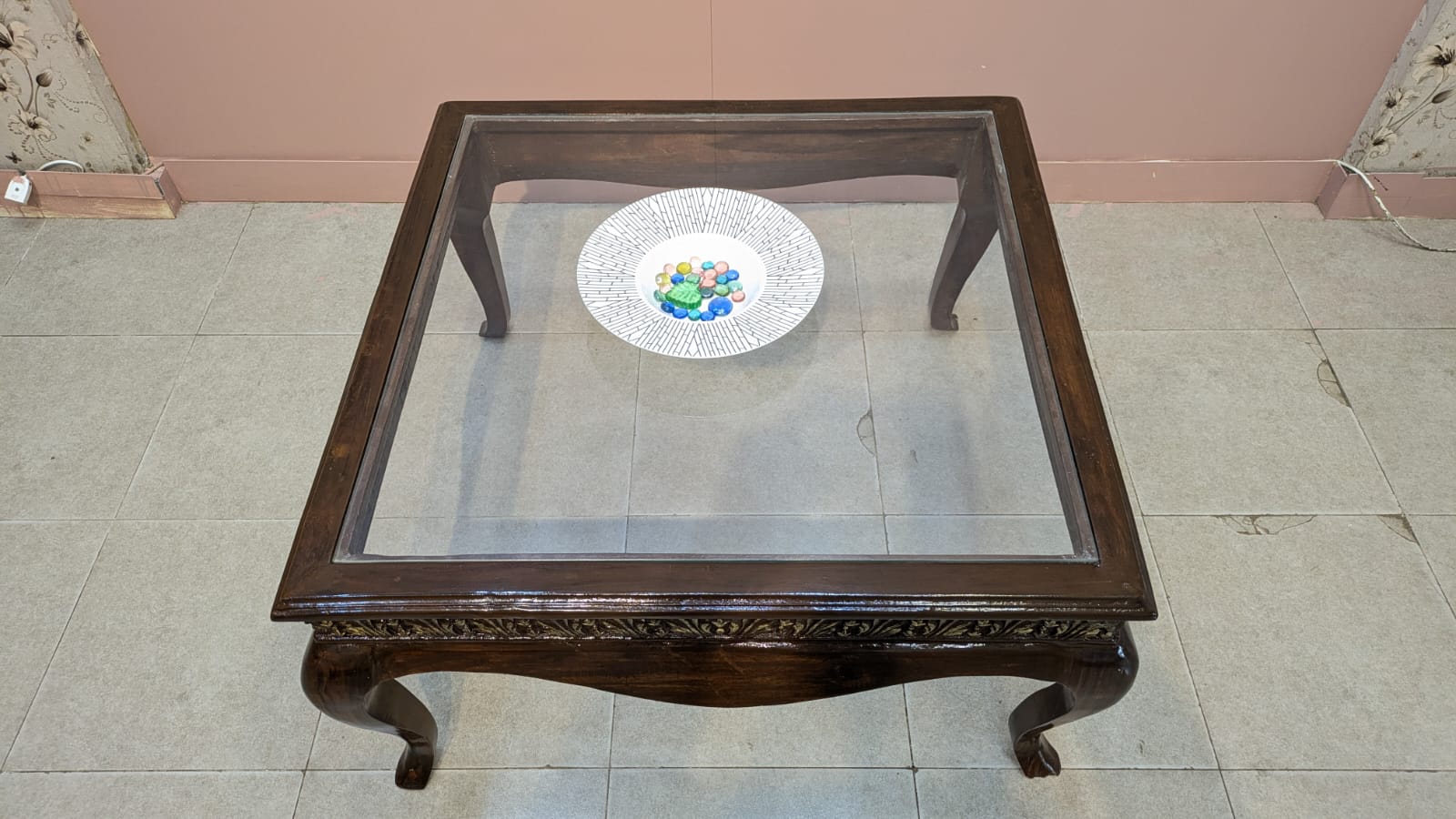 Solid Sheesham Wood Centre Table With 2 Side table Set