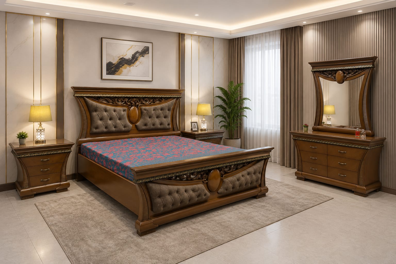 King Size Bed Set with Spring Air Mattress