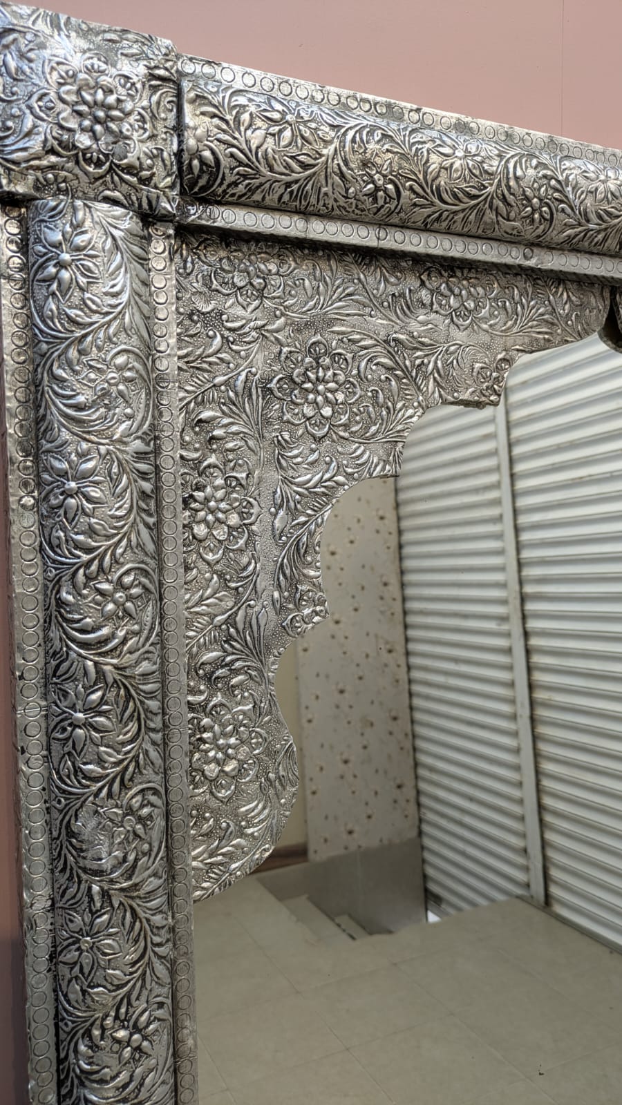 Elegant Handcrafted Silver Console Table with Mirror