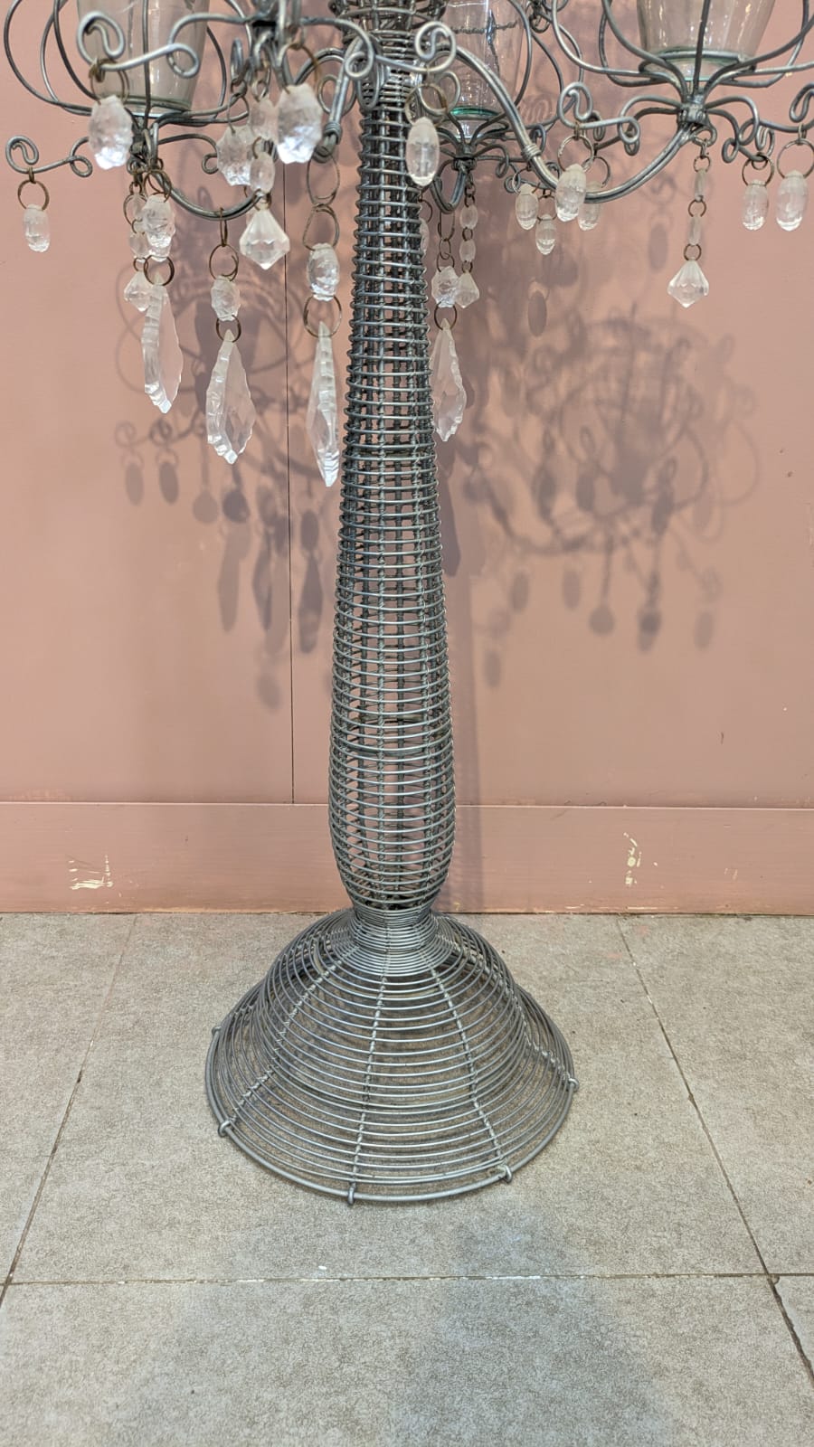 Elegant Silver-Toned Floor Candelabra
