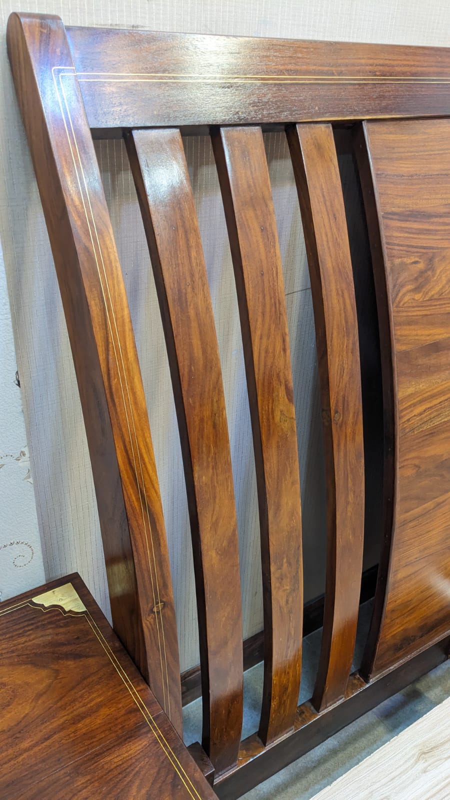 Imported Solid Sheesham Wood Super King Size Bed with 2 Side Tables