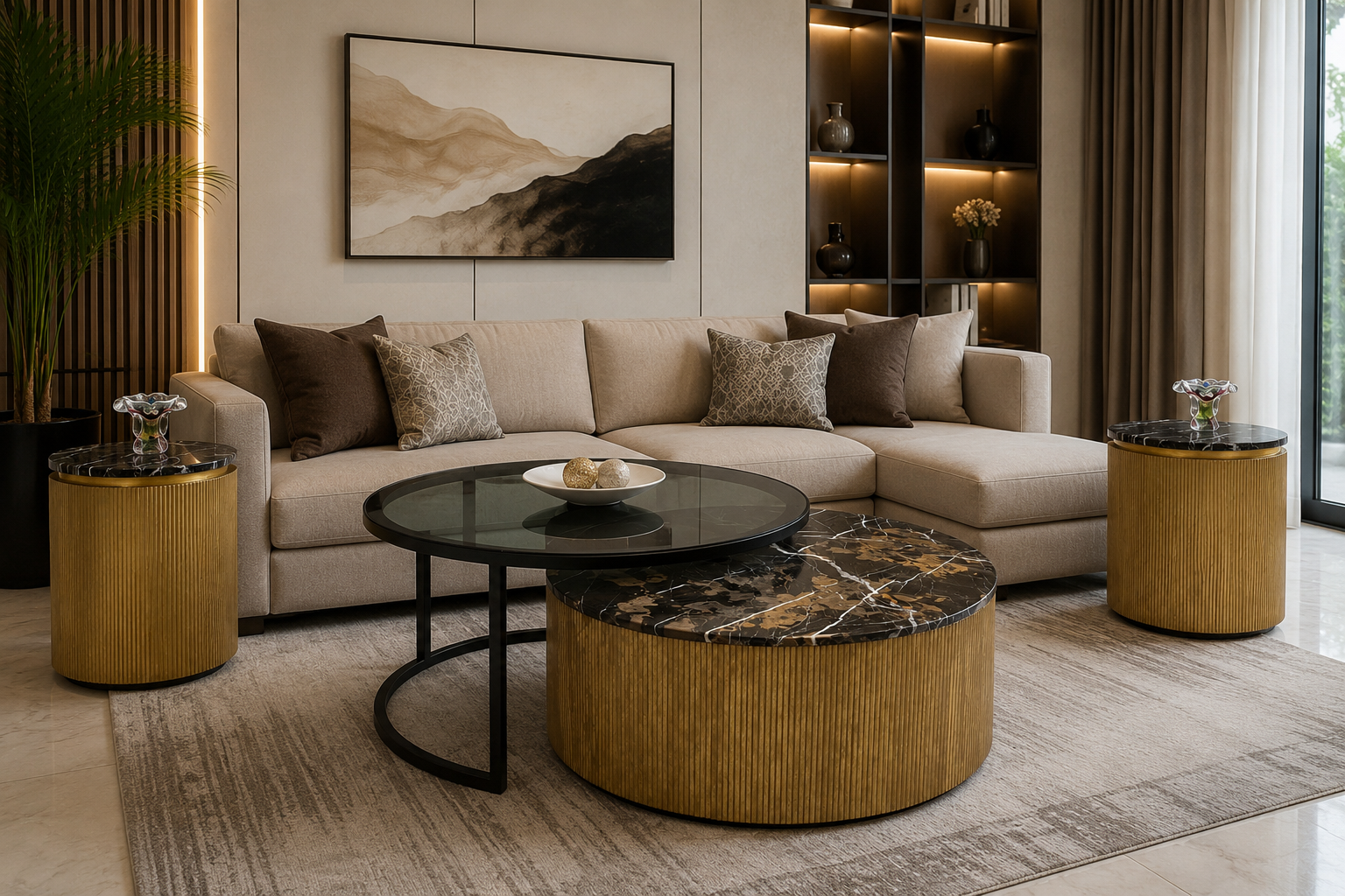 4 Pieces Nesting Coffee Tables with Side Tables Set
