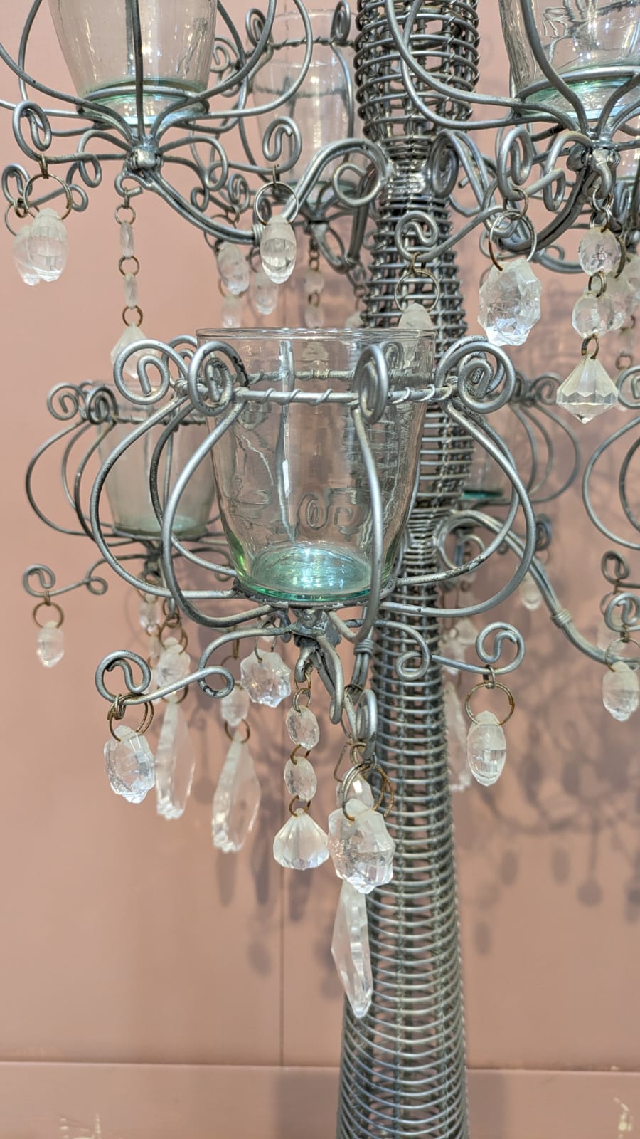 Elegant Silver-Toned Floor Candelabra