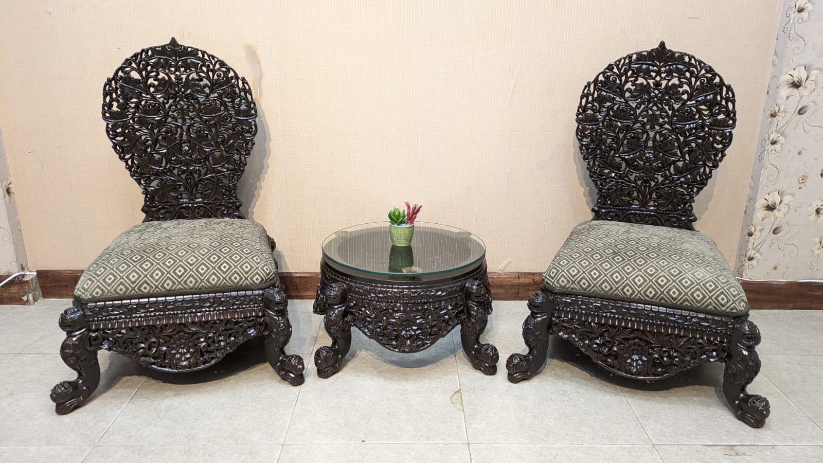 Vintage Pair Of Peri Chairs With Table