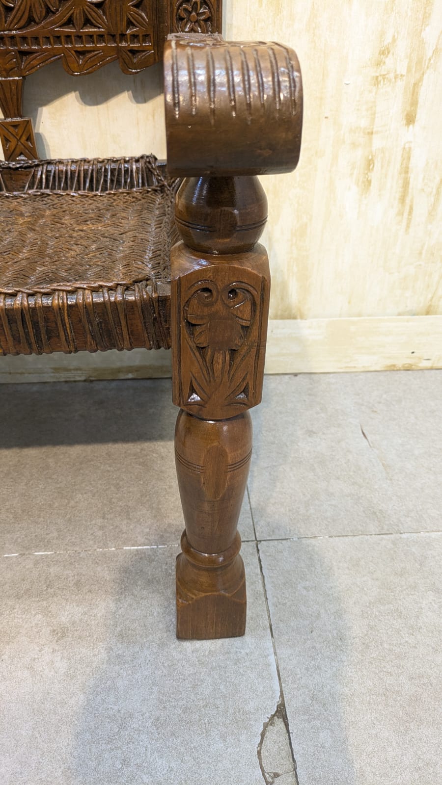 Antique solid Burma teak Peerah Chair Pair