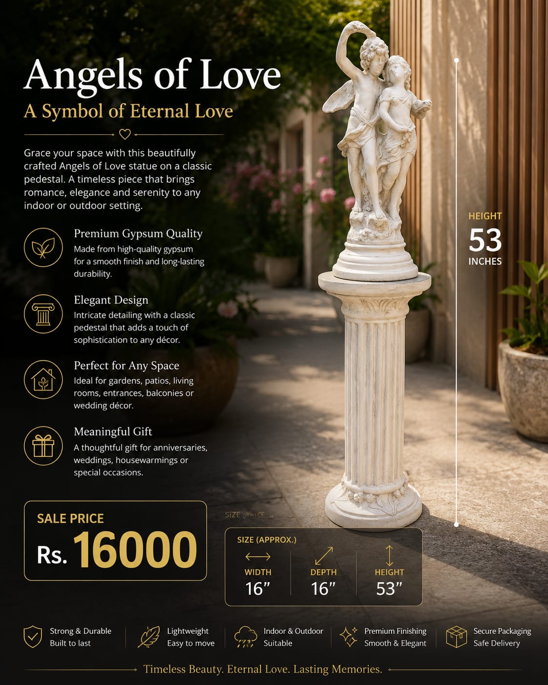 ✨ ANGELS OF LOVE STATUE WITH PEDESTAL ✨
