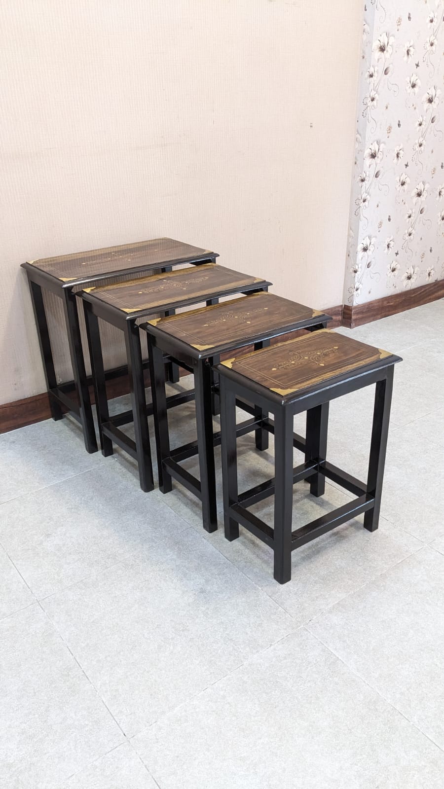 Solid Sheesham Wood Nesting Tables Set