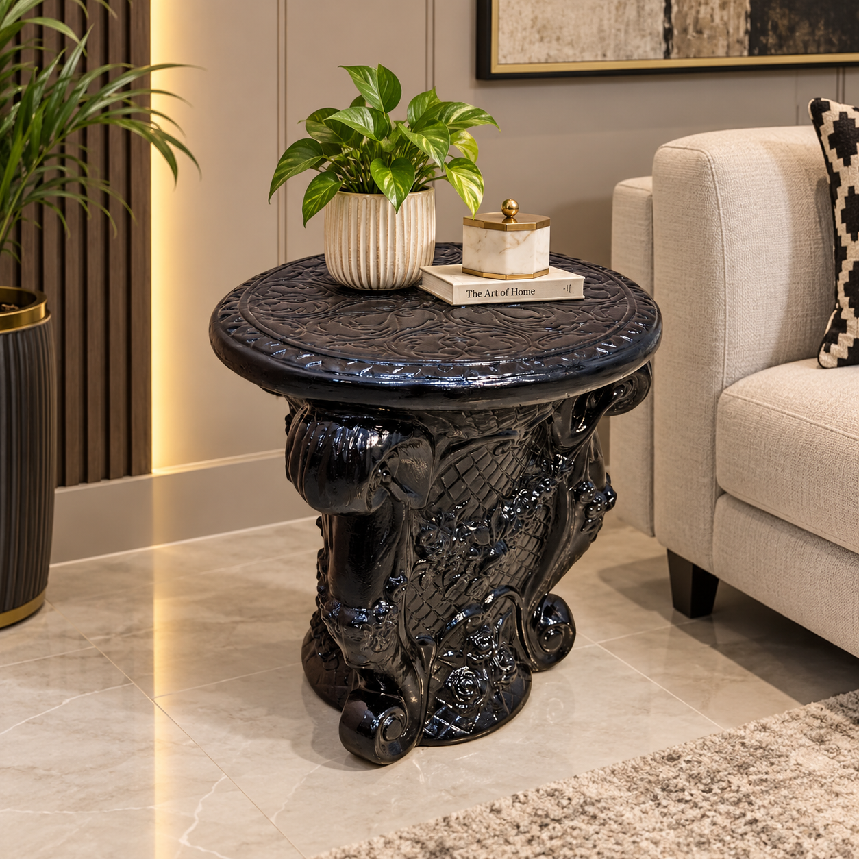Ornate Pedestal Accent Table