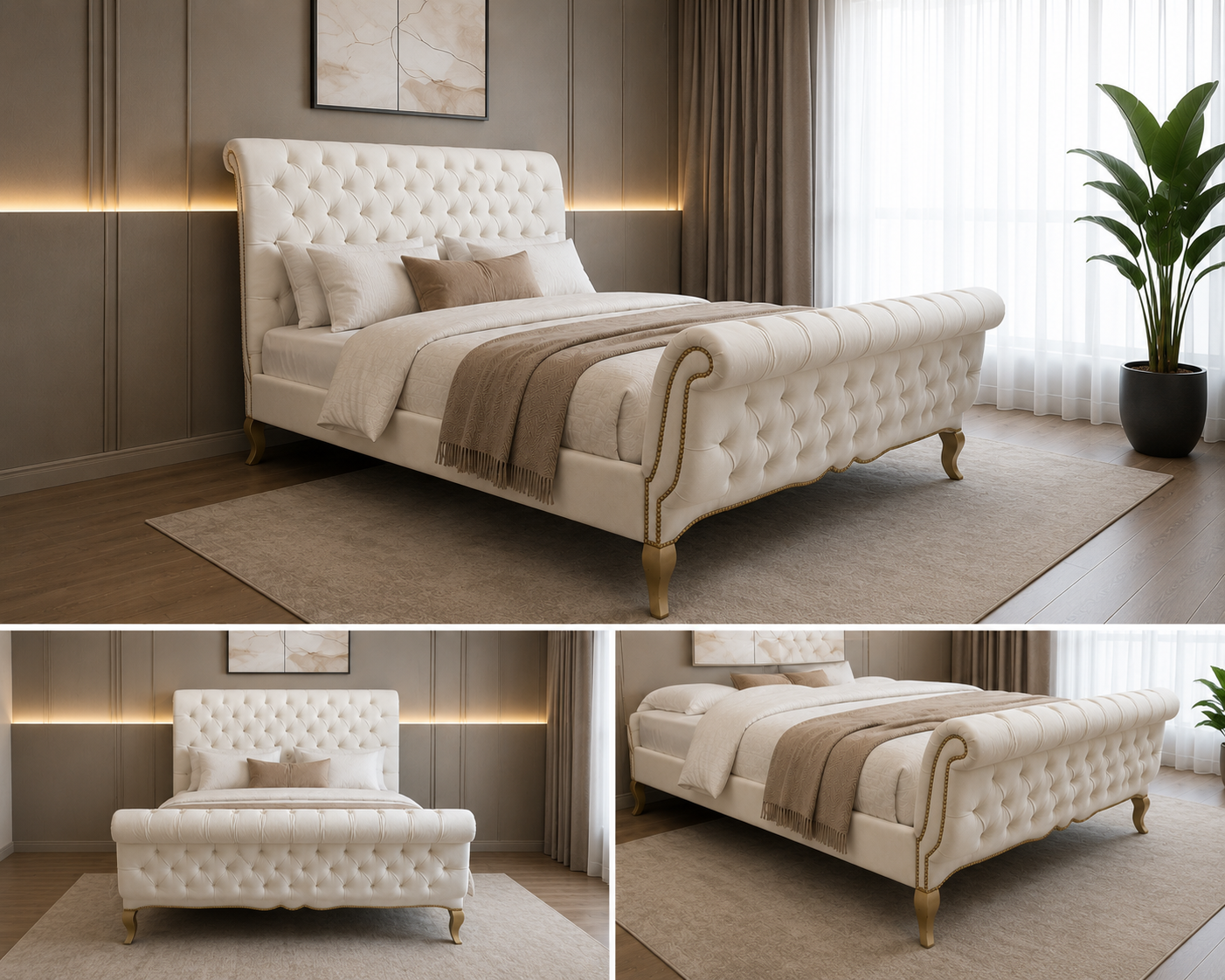 Modern Chesterfield Design Queen Size Bed