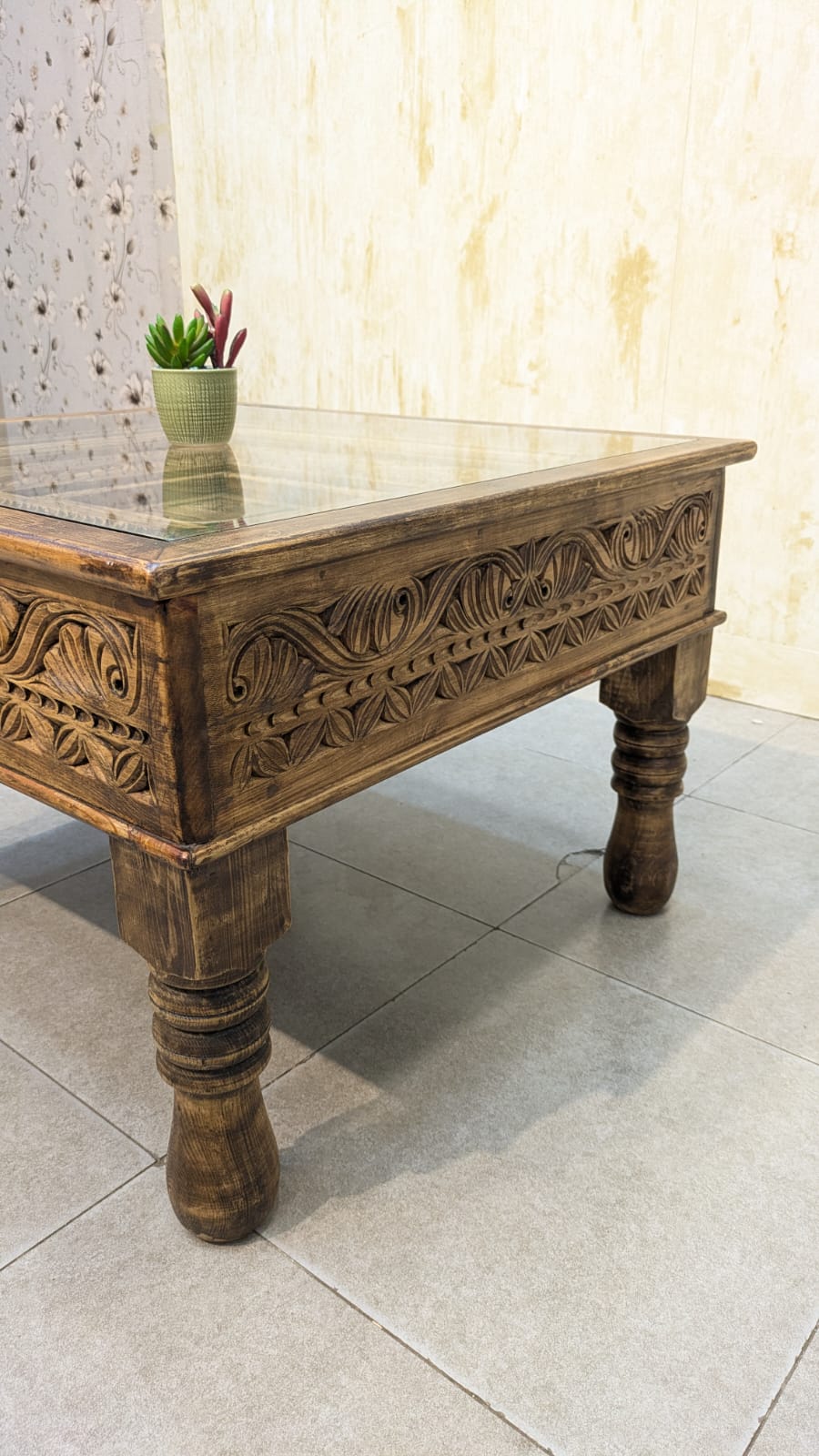 Solid Diyar Wood Pair Of Corner Tables