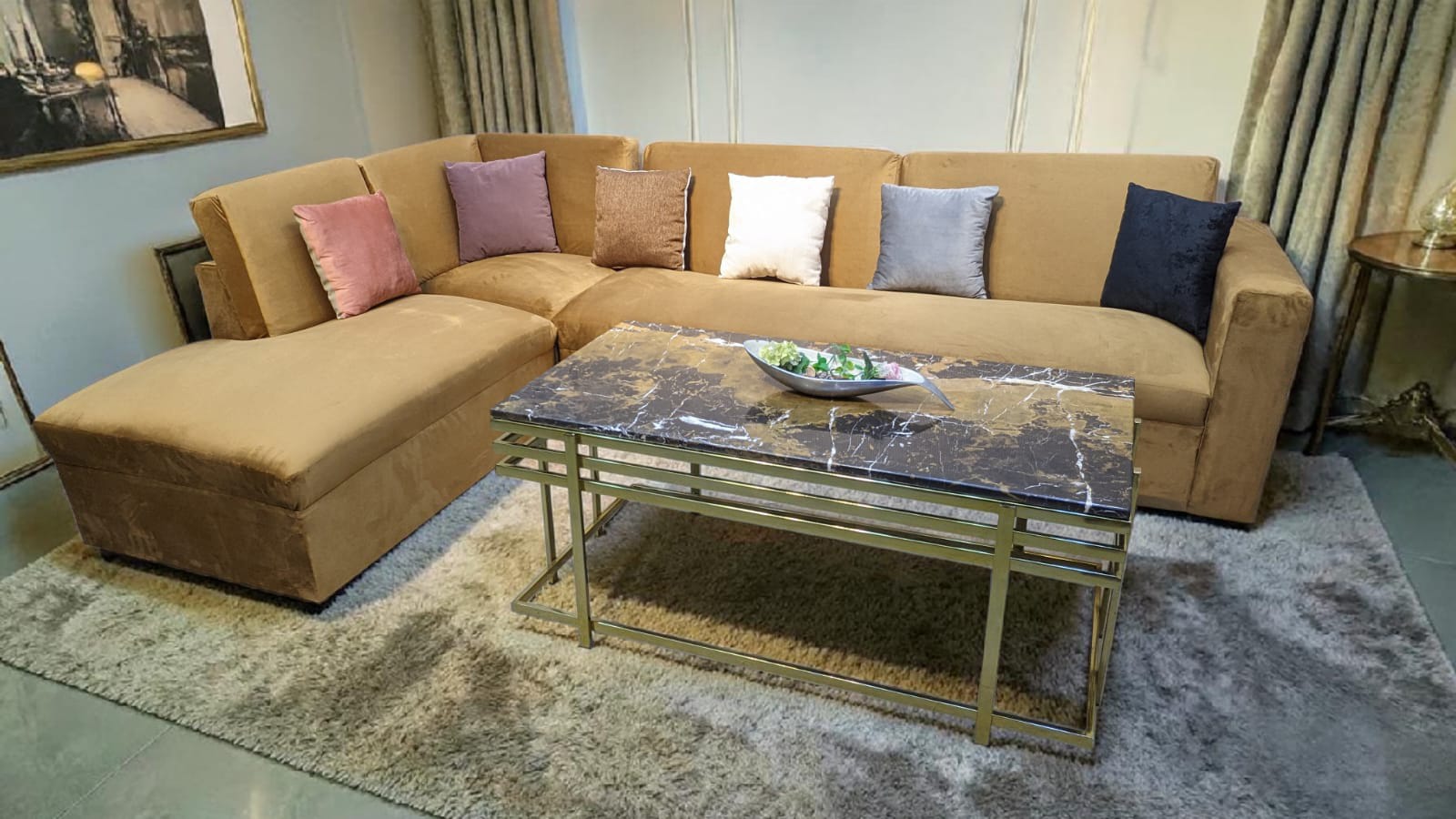 Comfortable 6 Seater L Shape Sofa Set