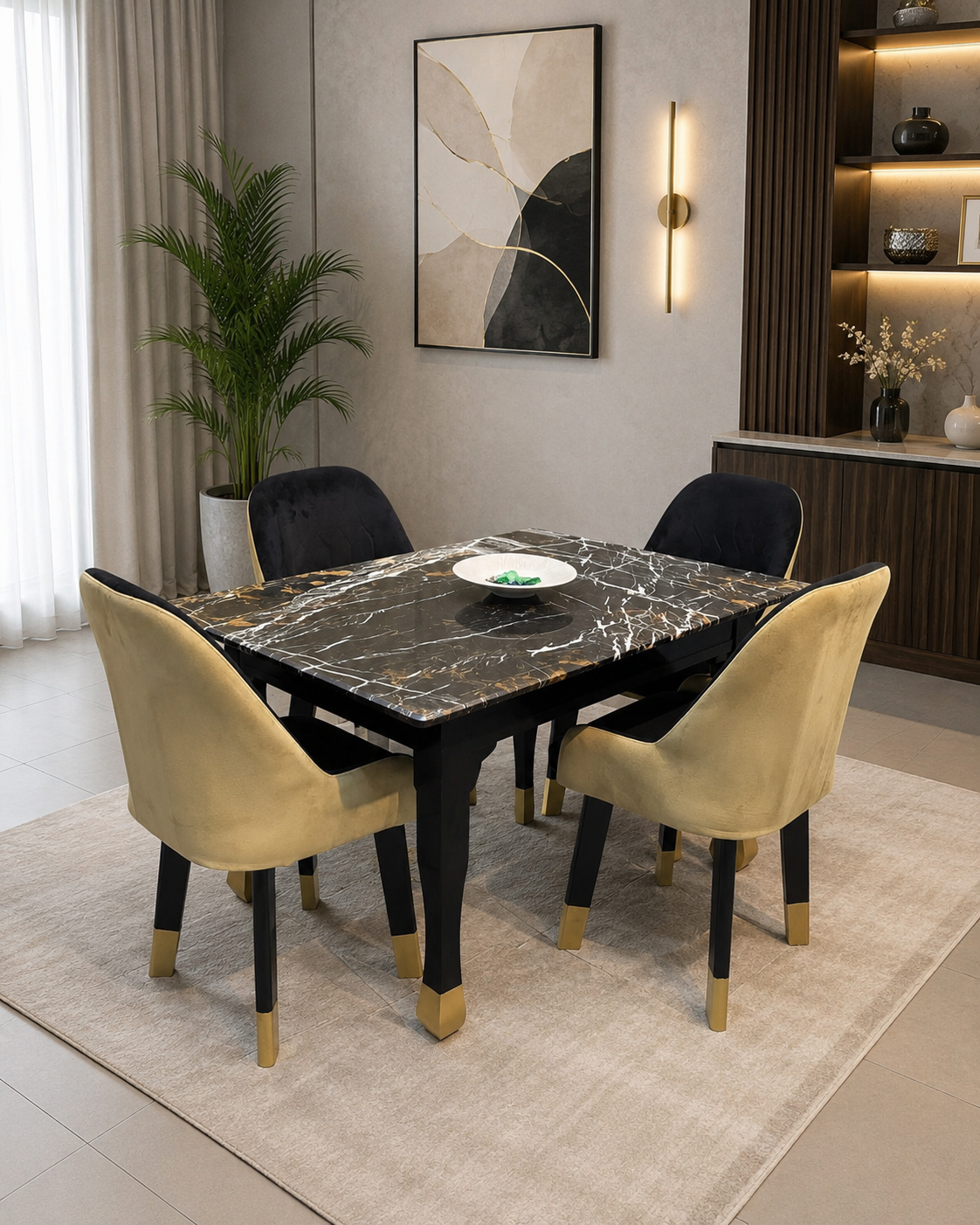4 Seater Dining Table with Marble Top
