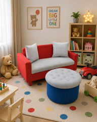 Kid 2 Seater Sofa Set With Ottoman