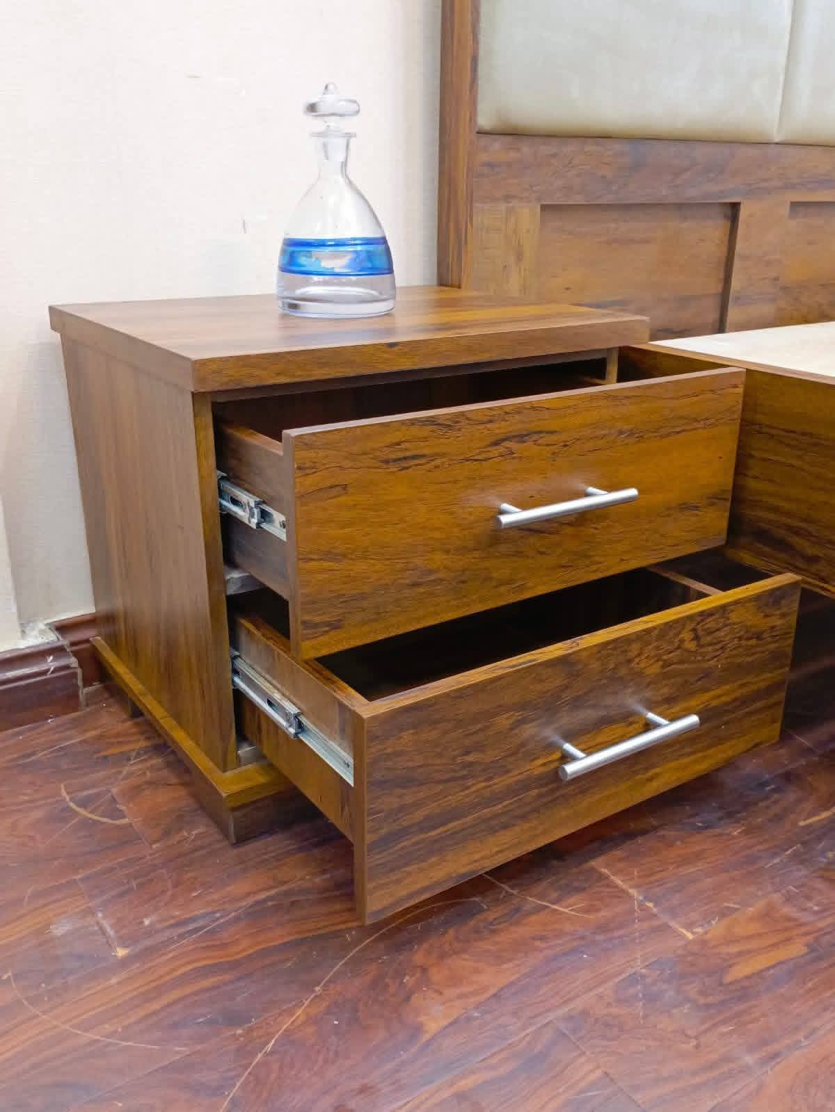 Panel Design Single Bed with 1 Side Table