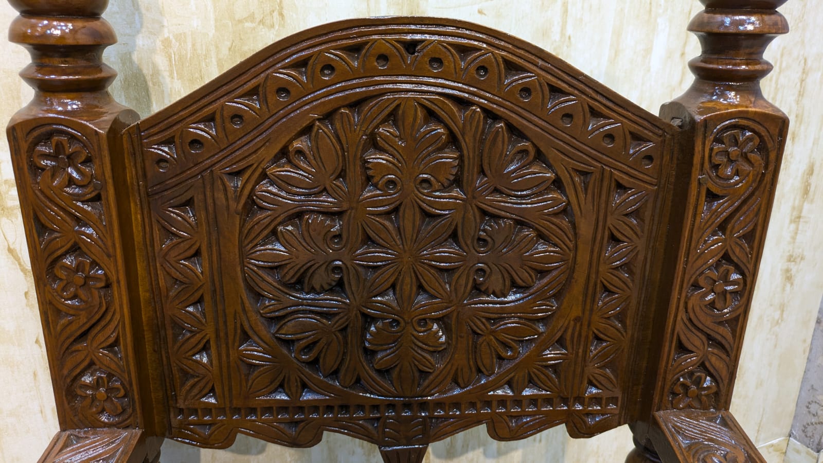 Antique Solid Burma Teak Wood Pair of Peerah Chair