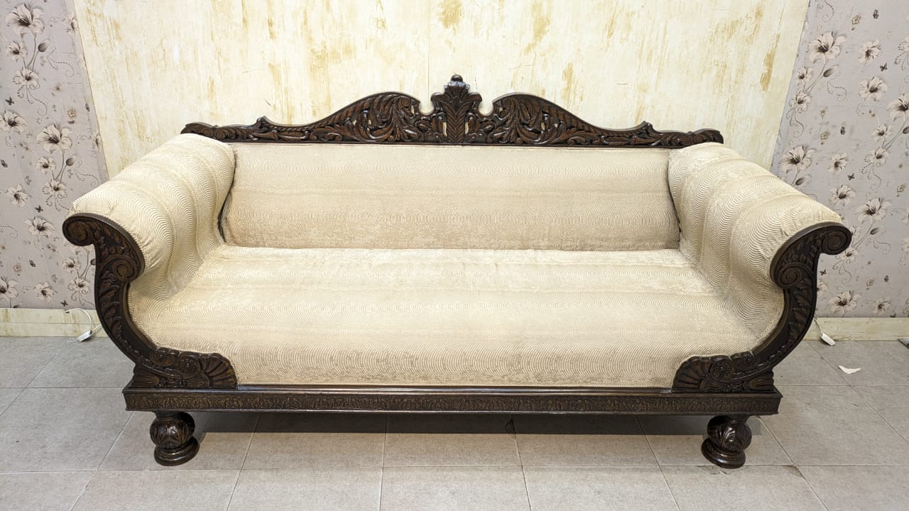 SOLID SHEESHAM WOOD 3-SEATER SOFA