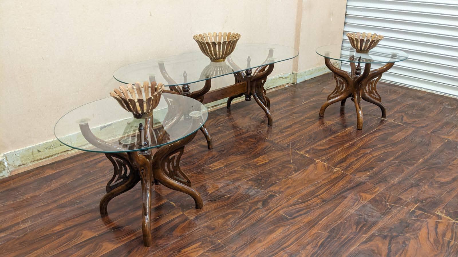Pure Sheesham Wood Center & Side Tables Set