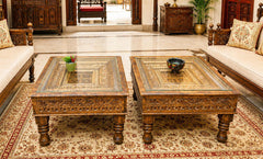 Solid Diyar Wood Pair Of Corner Tables