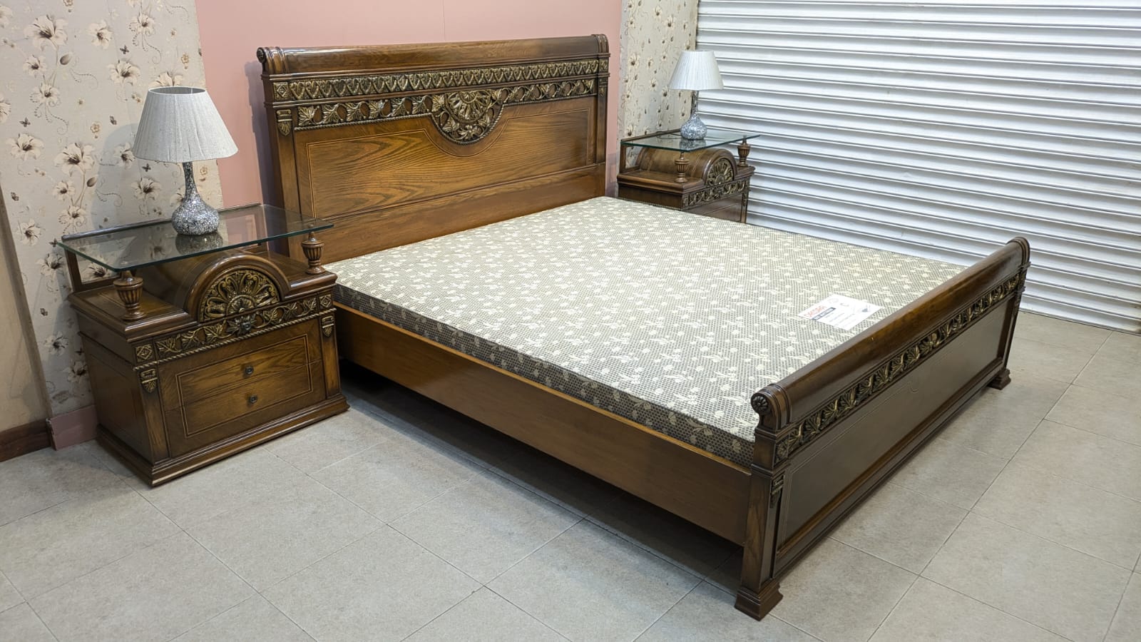 King Size Bed Set with 2 New Free Pillows