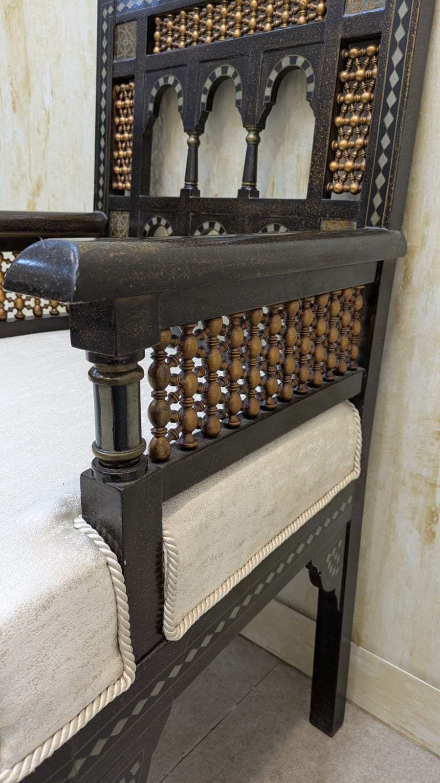 IMPORTED ANTIQUE MIDDLE EASTERN MOORISH ARMCHAIR