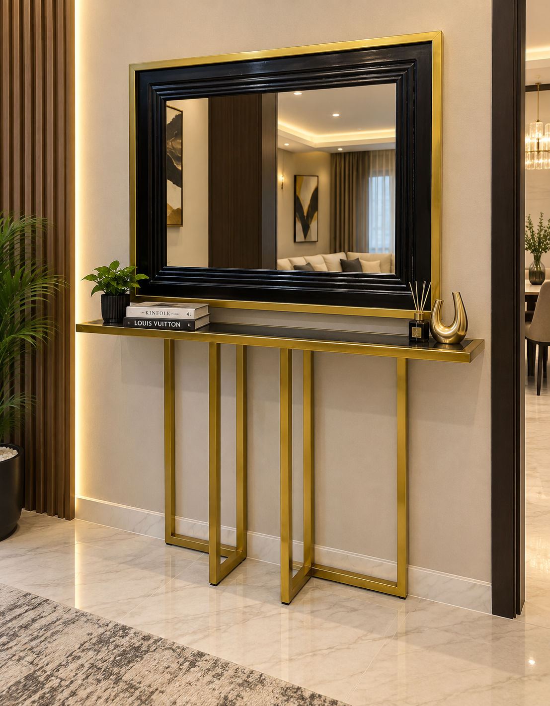 Console with Wall Mounted Mirror