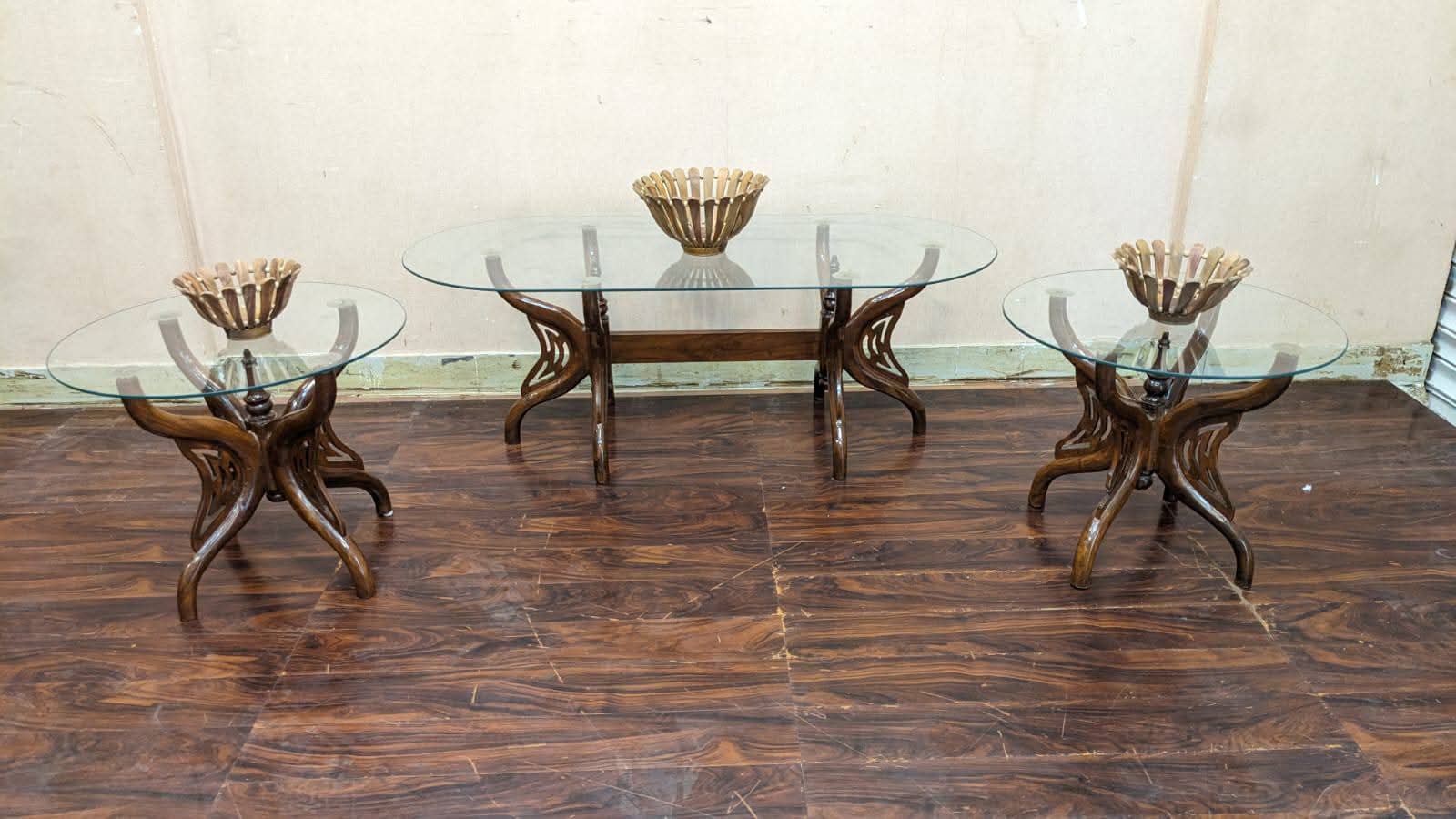 Pure Sheesham Wood Center & Side Tables Set