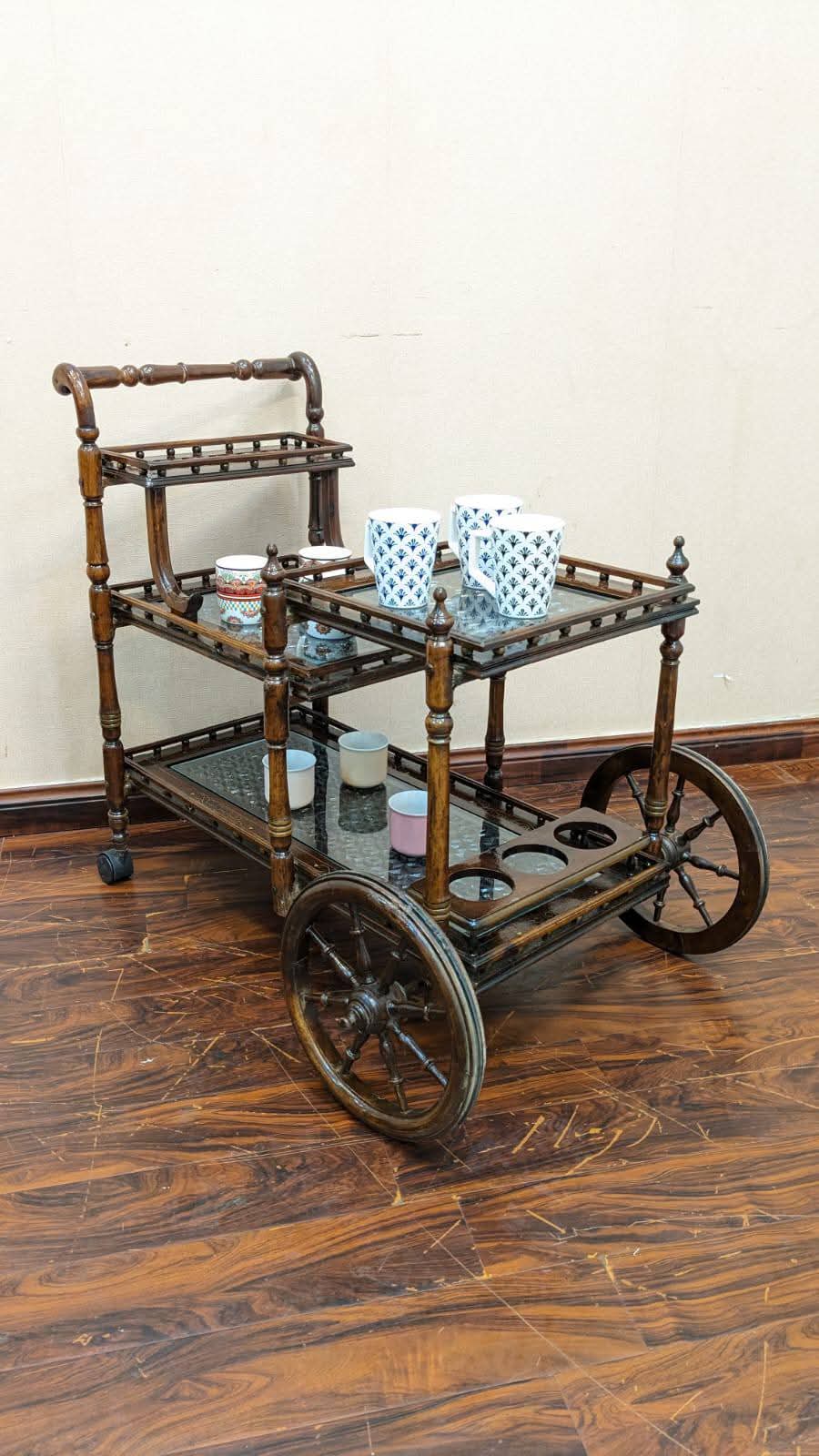 Solid Sheesham Wood Tea Trolley
