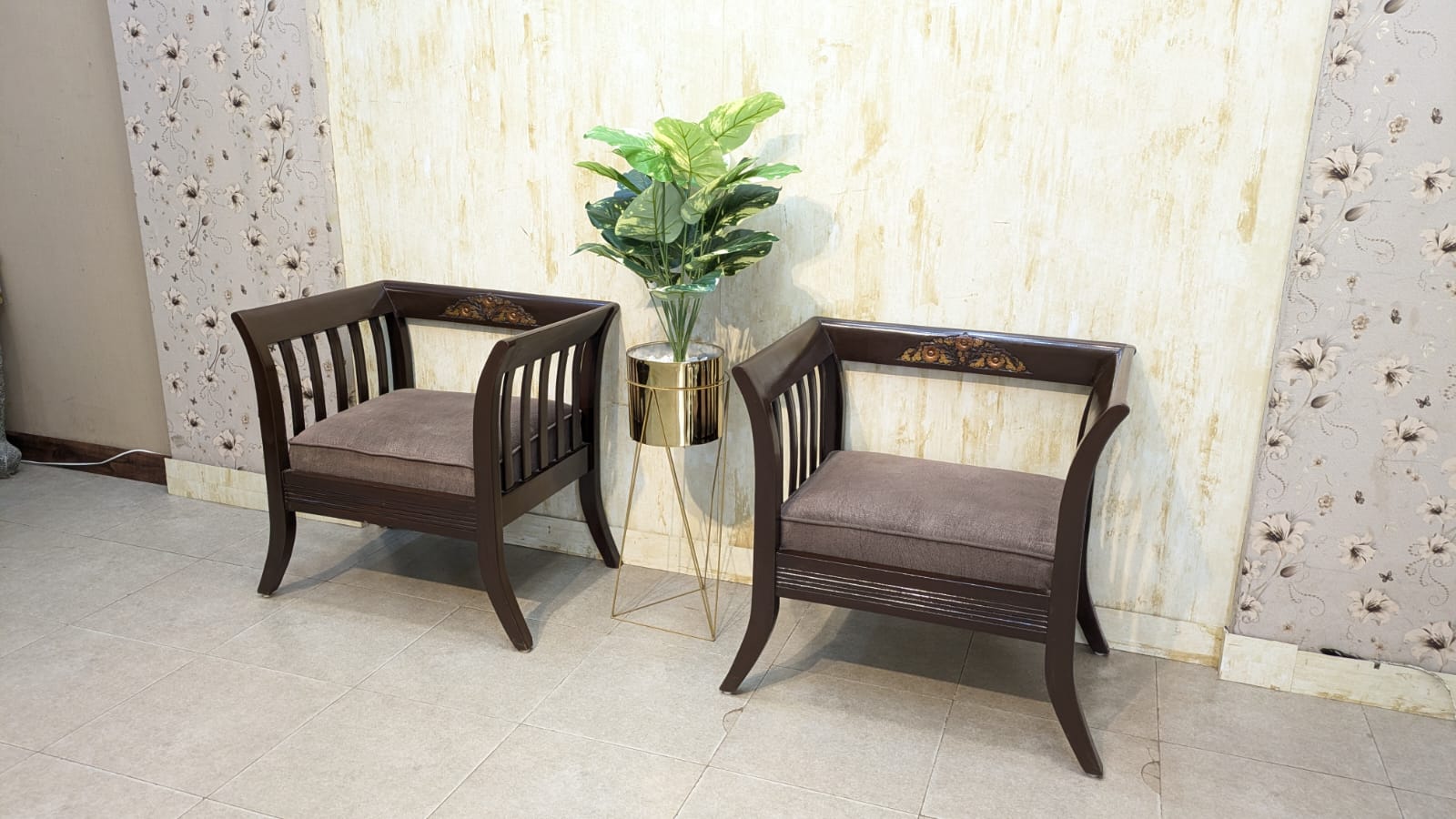Solid Sheesham Wood Pair of Single Sofas