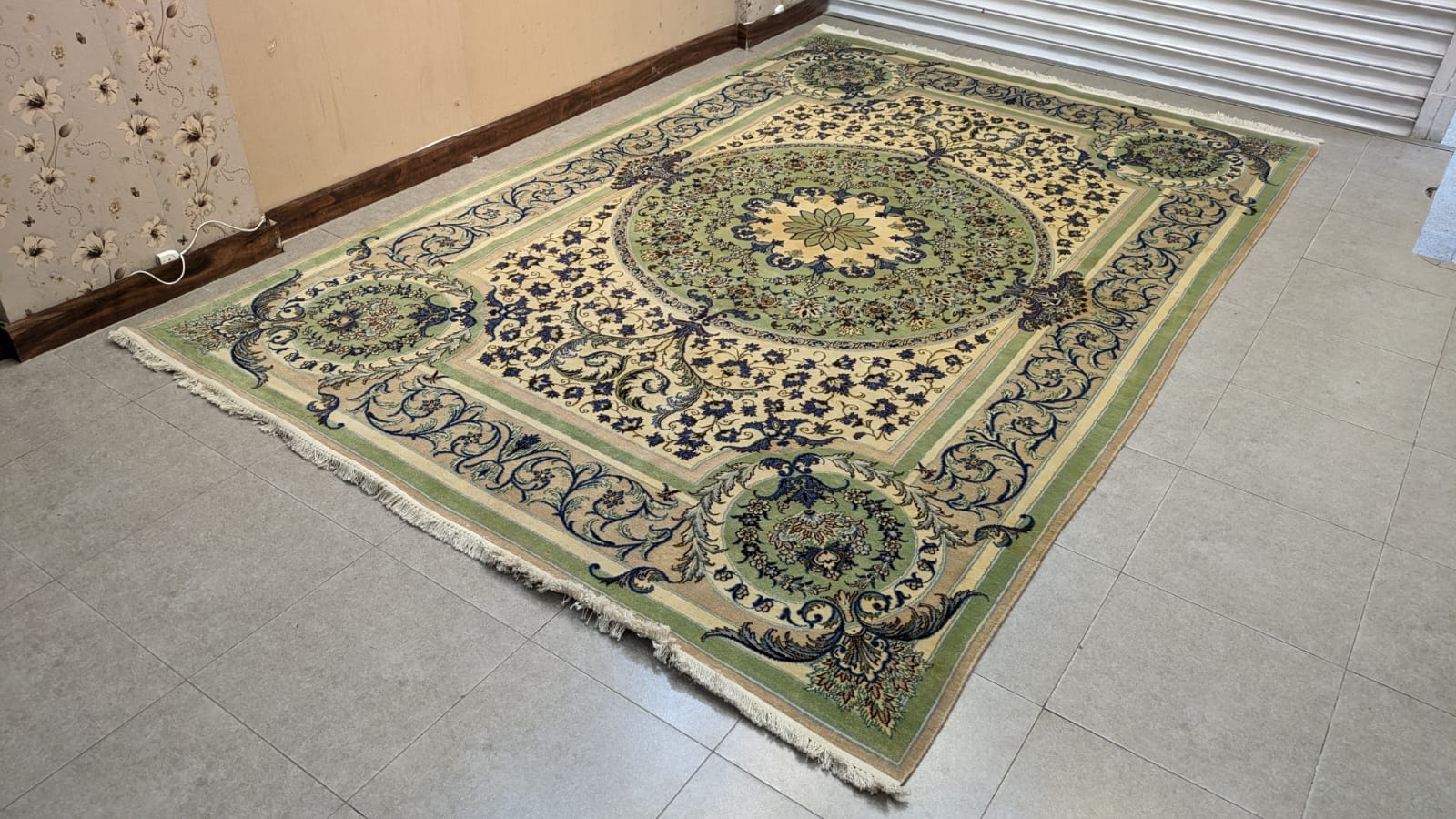 Vintage Persian Nain Hand Knotted Carpet