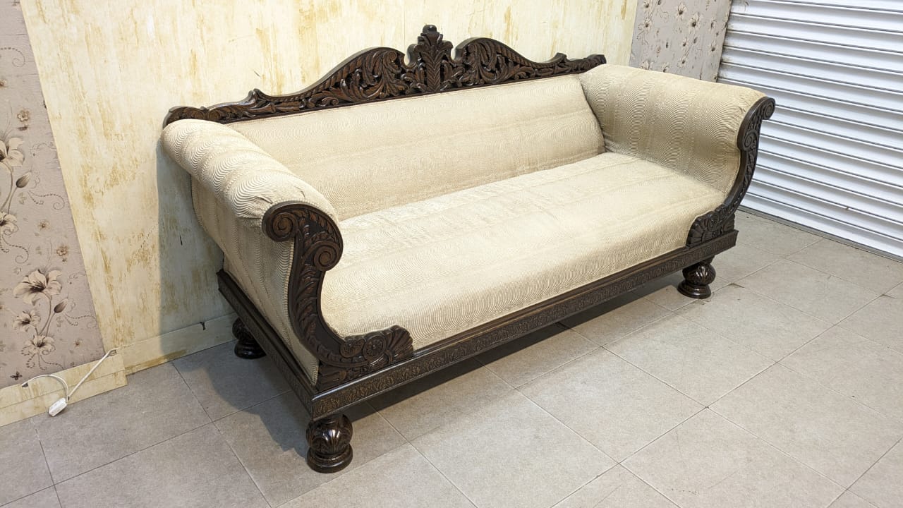 SOLID SHEESHAM WOOD 3-SEATER SOFA