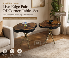 Brand New Unused Live Edge Pair Of Corner Tables