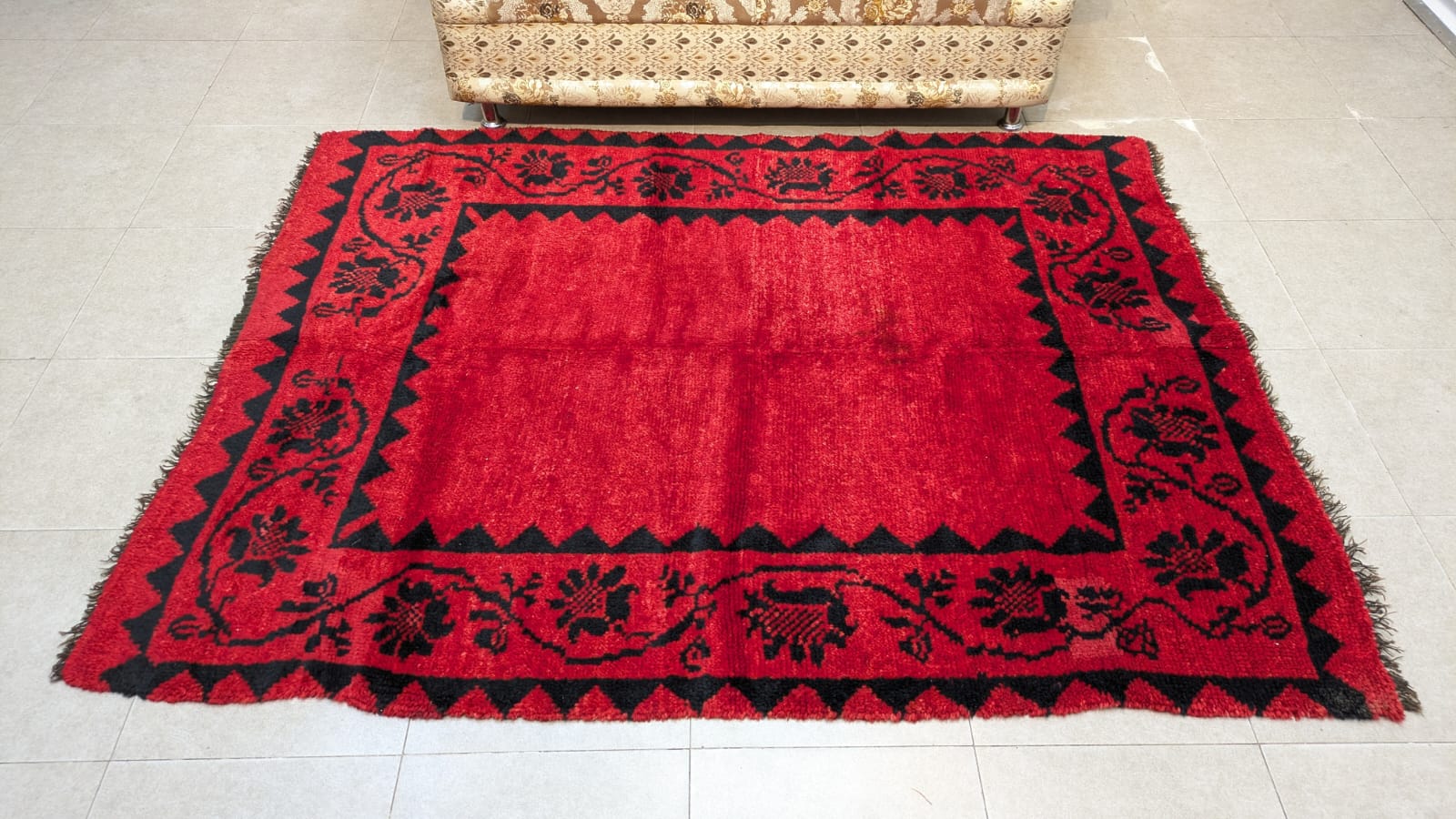 Vintage Morrocan Design Hand Knotted Carpet