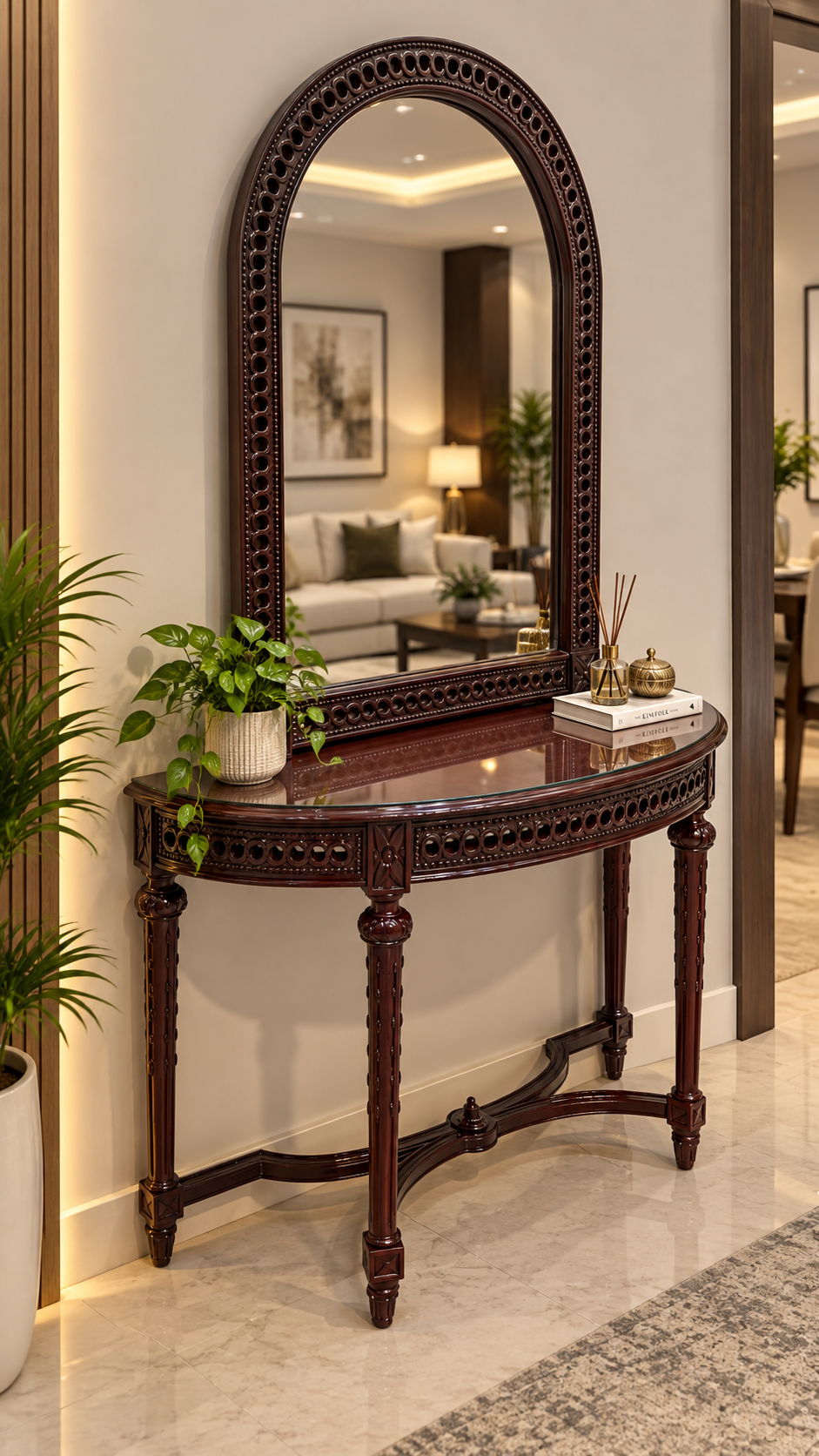 Console with wall Mounted Mirror