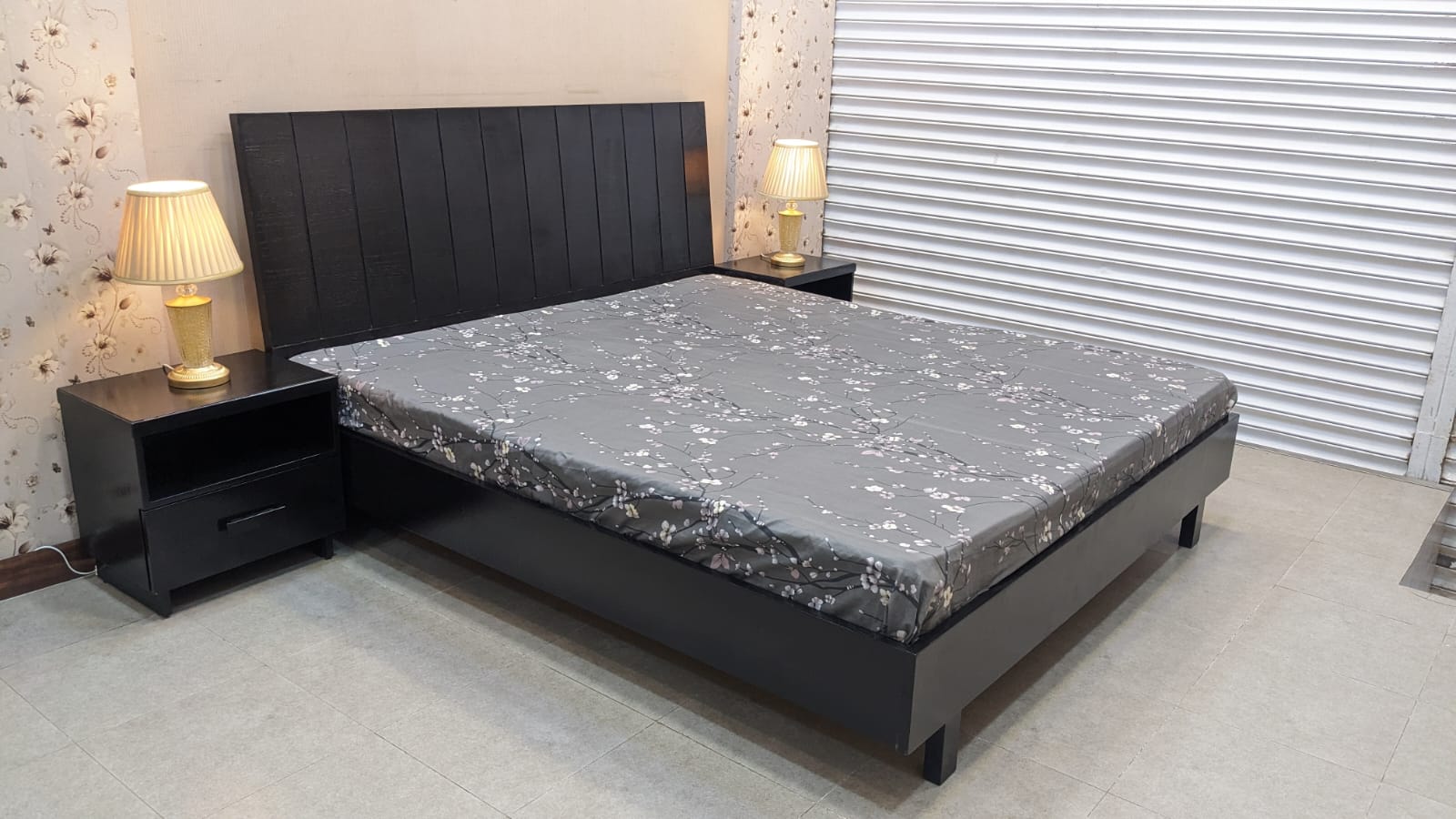 Habitt King Size Bed with 2 Side Tables