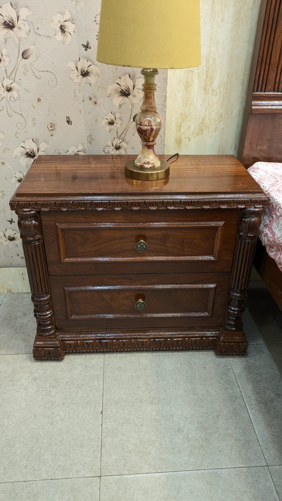 King Size Bed With 2 Side Tables and Mattress