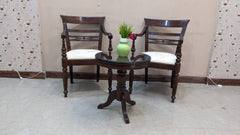 Imported Malaysian Pair Of Coffee Chairs with Table Set