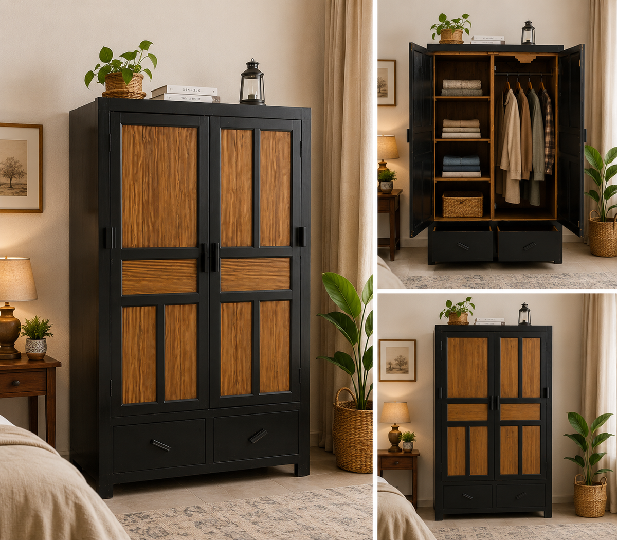 Solid Diyar Wood 2 Door Almirah