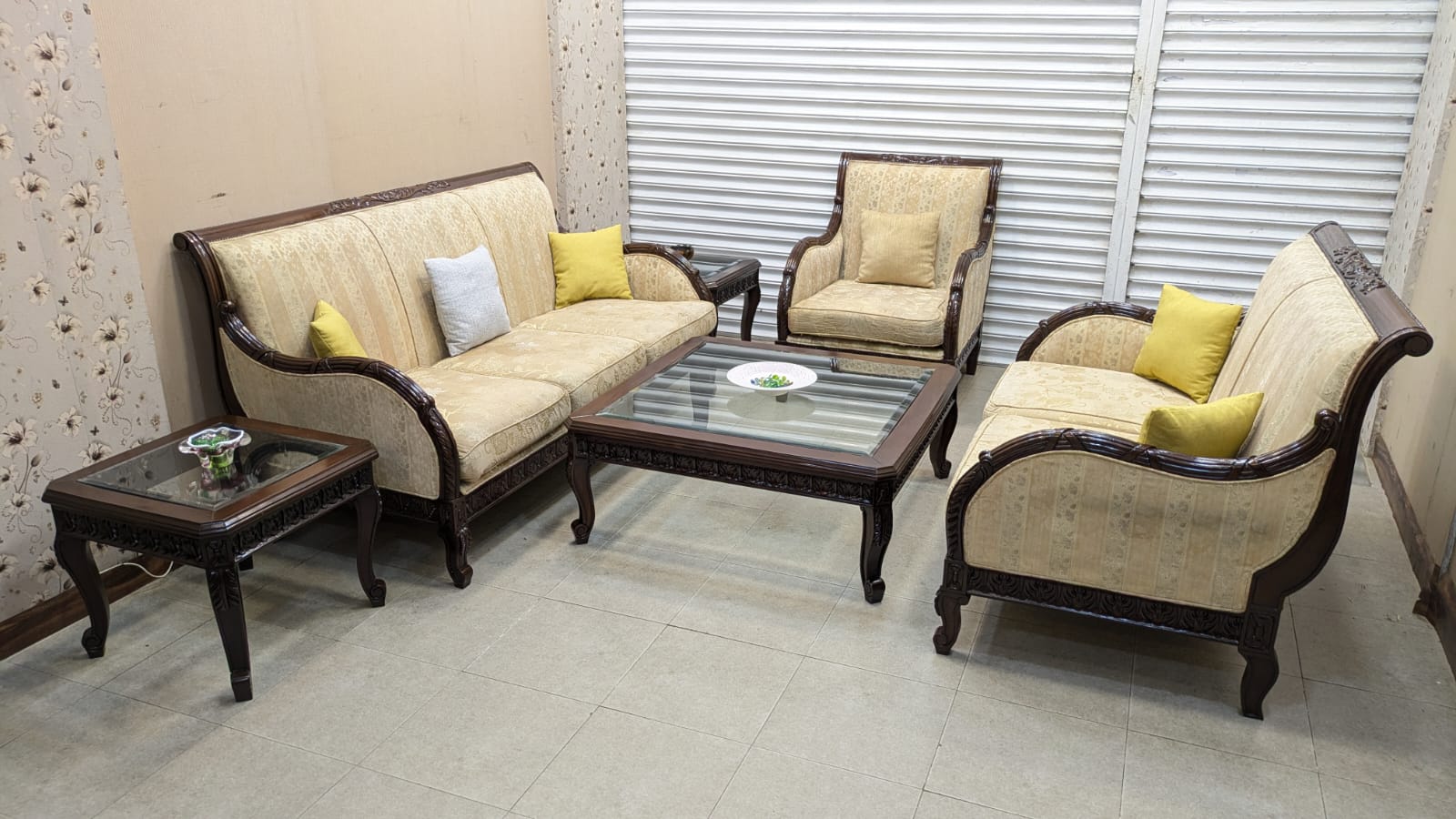 6 Seater Sofa Set with Center Table and 2 Side Tables Set