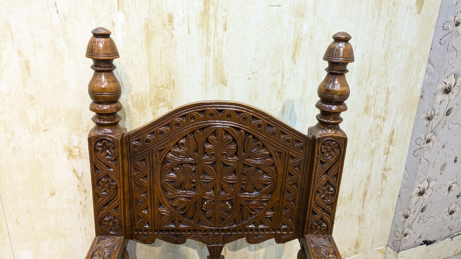 Antique Solid Burma Teak Wood Pair of Peerah Chair
