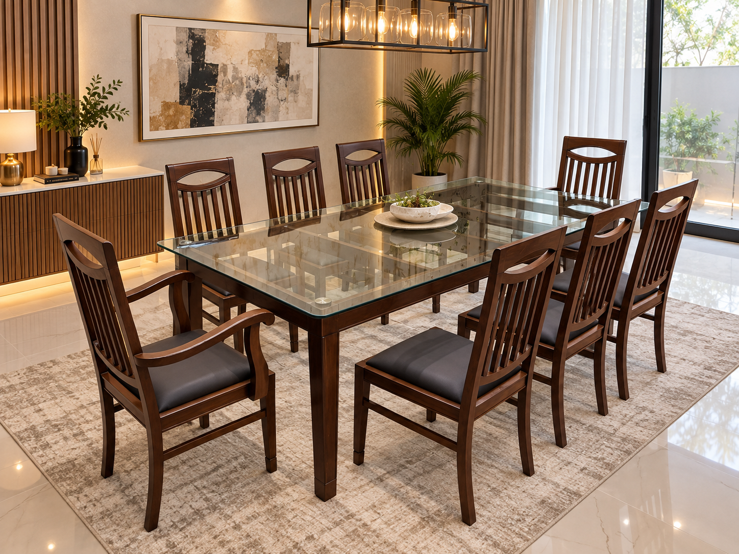 SOLID SHEESHAM WOOD 8-SEATER DINING TABLE