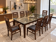 SOLID SHEESHAM WOOD 8-SEATER DINING TABLE